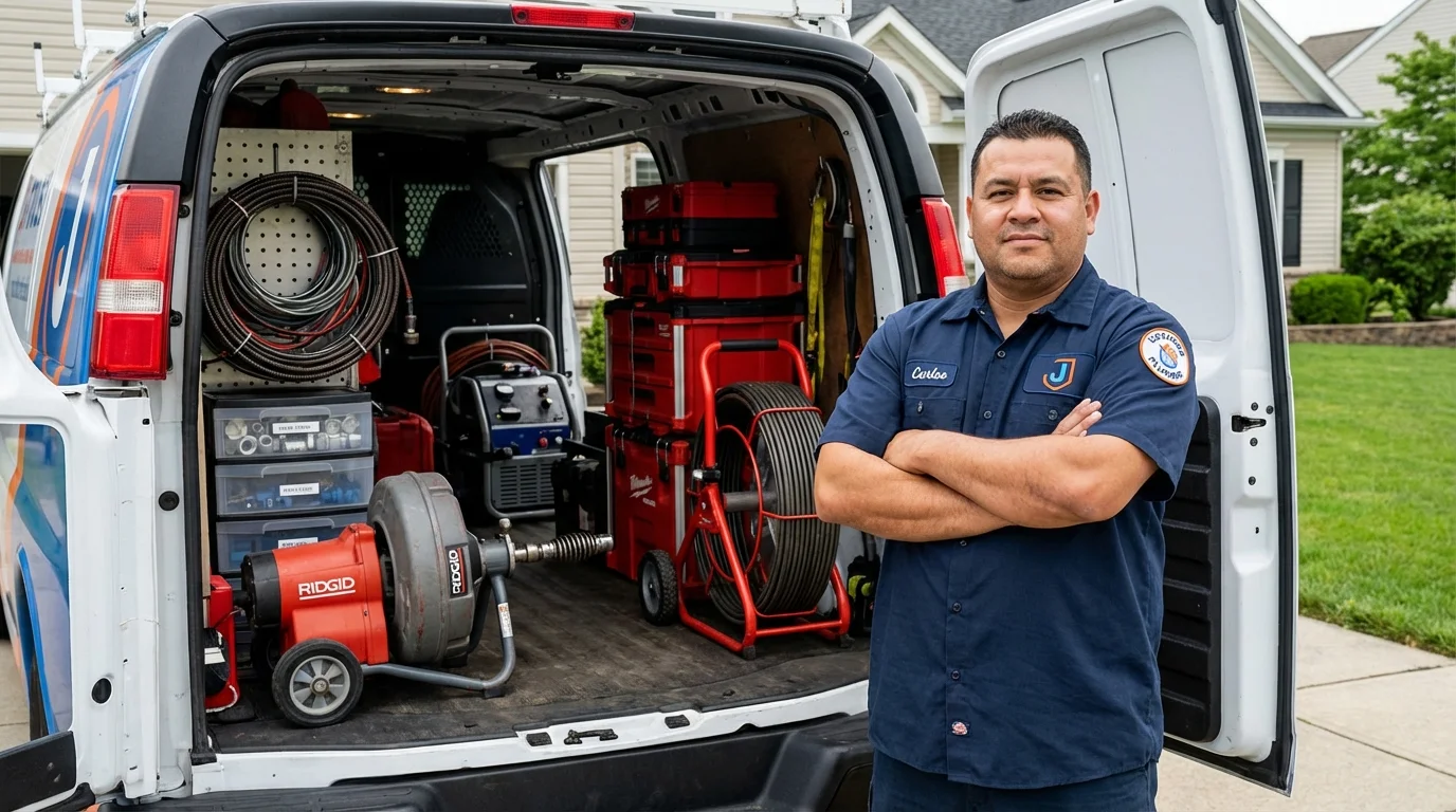 Professional drain cleaning equipment and Johns Plumbing LLC plumber in Grapeland